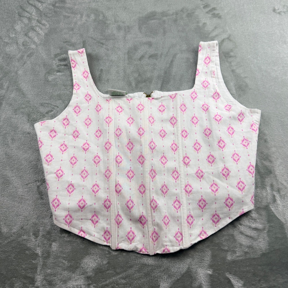 Magnolia Fall In Love‎ Pink Ikat Women's Size Large Corset Crop Top